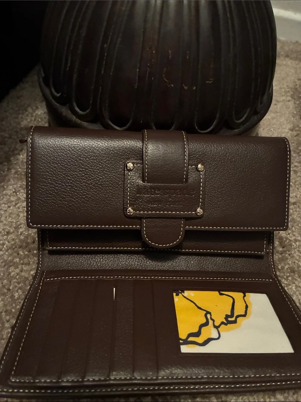 kate spade Brown Leather Men's Wallet with Contrast Stitching